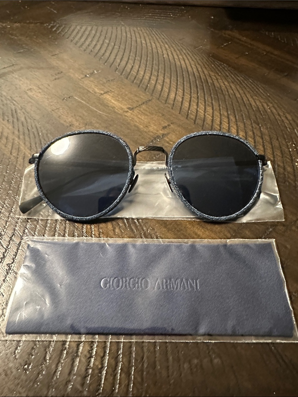 Giorgio Armani Round Sunglasses in Blue with Dark Blue Lenses